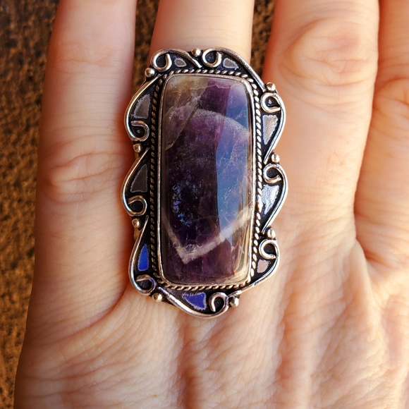 New Chevron Amethyst 925 Silver Ring. - Picture 8 of 13